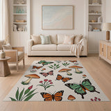 Whimsical Butterfly Mushroom Boho Area Rug