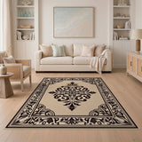 Ornate Beige Medallion Area Rug