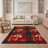 Festive Red Plaid Bells Cherry Area Rug