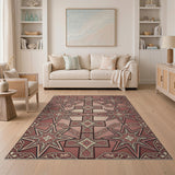Red Star Geometric Persian Area Rug