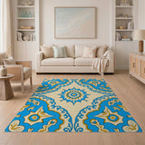 Blue Teal Persian Star Medallion Rug
