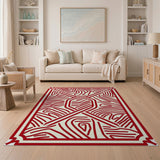 Red Red Heritage Tribal Maze Area Rug