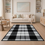 Black and White Black White Buffalo Plaid Area Rug