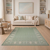 Sage Green Traditional Persian Border Area Rug