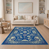 Blue White Chinoiserie Porcelain Vase Rug