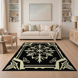 Intricate Snowflake Black White Area Rug