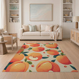 Orange Playful Peach Fruit Pattern Area Rug