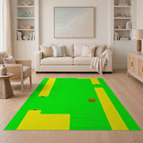 Vibrant Yellow Border Green Geometric Area Rug