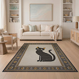 Striped Cat with Sunglasses Area Rug