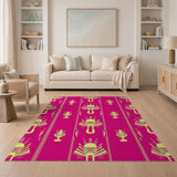 Vibrant Pink Art Deco Fan Motif Area Rug