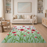 Red Poppy Meadow Area Rug