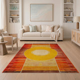 Bold Geometric Sun Circle Area Rug