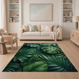 Lush Monstera Leaf Green Boho Chic Area Rug