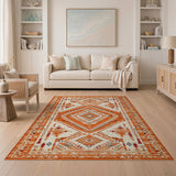 Vibrant Terracotta Southwestern Diamond Area Rug