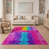 Vibrant Rainbow Geometric Area Rug