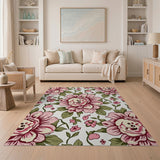 Whimsical Pink Peony Floral Area Rug