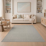 Geometric Modern Beige Checkered Woven Area Rug