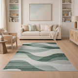 Abstract Teal Wave Area Rug