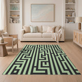 Mint Green Greek Key Maze Area Rug