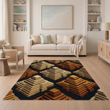 Tan Pyramid Isometric Geometric Area Rug