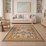 Orange Geometric Southwestern Area Rug