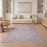 Pink Floral Vintage Blush Pink Floral Medallion Area Rug
