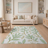 Green Elegant Green Leaf Pattern Area Rug