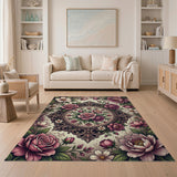 Ornate Pink Rose Medallion Floral Area Rug