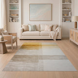 Distressed Beige Striped Wood Grain Area Rug