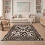 Beige and Neutral Ornate Traditional Persian Beige Area Rug