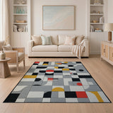 Bold Geometric Abstract Area Rug Multi-Color