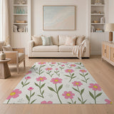 Floral Vintage Pink Whimsical Pink Floral Area Rug