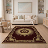 Ornate Gold Sunburst Maroon Persian Rug