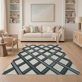 Modern Gray Lattice Trellis Area Rug
