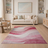 Pink Wavy Abstract Pink Area Rug