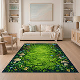 ODIKA Washable Enchanted Forest Garden Area Rug - Non-Slip Low Pile Whimsical Carpet