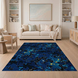 Navy Blue Camo Abstract Area Rug