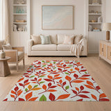 Vibrant Multi-Color Leaves Pattern Area Rug