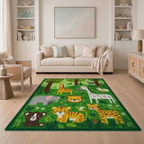 Whimsical Jungle Safari Animals Area Rug