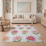 Pink Lotus Blossom Floral Area Rug