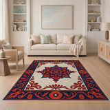 Navy Crimson Mandala Traditional Persian Rug