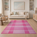 Pink Gingham Checkered Area Rug
