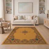 Ornate Orange Floral Frame Area Rug
