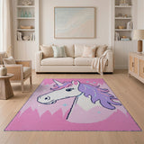 Sparkly Pink Unicorn Kids Cartoon Rug