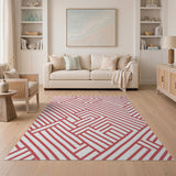 Geometric Modern Bold Red Geometric Maze Area Rug