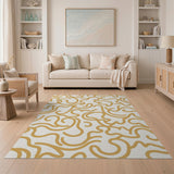 Gold Squiggle Abstract Area Rug
