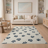 ODIKA Washable Paw Print Rug - Pet-Friendly Non-Slip Low Pile Area Rug