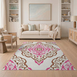 Traditional Persian Vibrant Pink Persian Medallion Area Rug