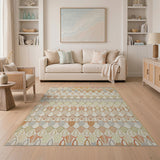 Beige Geometric Oval Pattern Area Rug