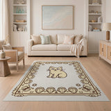 Charming Cartoon Cat Beige Area Rug